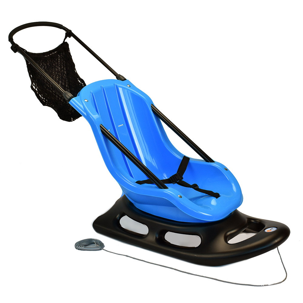 Детские санки KHW Snow Baby Fun 29527 Anthracite/Iceblue/Антрацит/Бирюзовый с ручкой