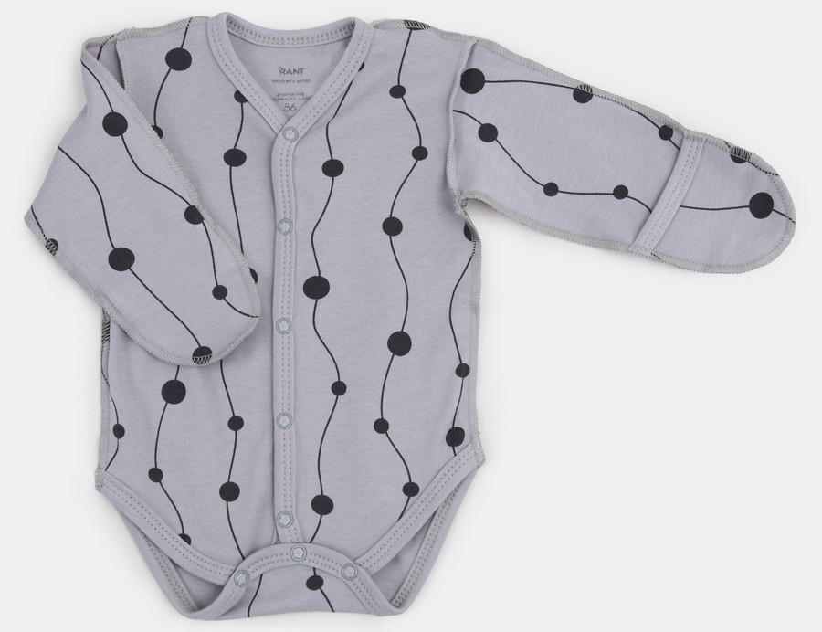 Боди Rant Hugs and Kisses Pattern с длинным рукавом Grey 62