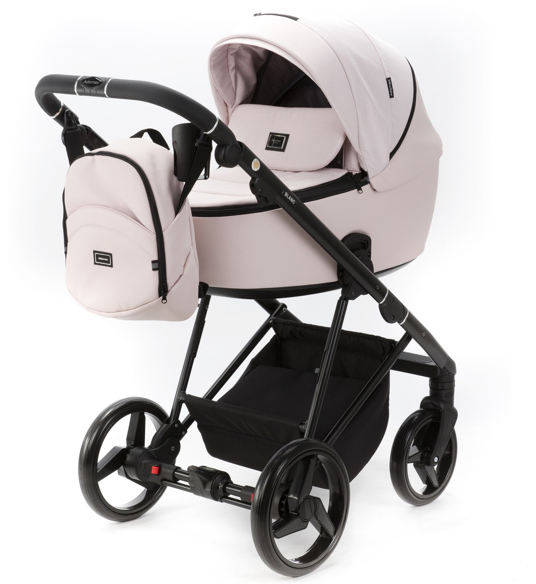 Детская коляска Adamex Blanc 2 в 1 BL-PS78 LUX (СВ.РОЗОВЫЙ + СВ.РОЗОВАЯ КОЖА)