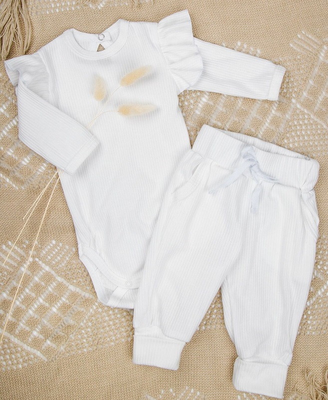 Боди AmaroBaby Fashion с длинным рукавом и ползунки молочный 56