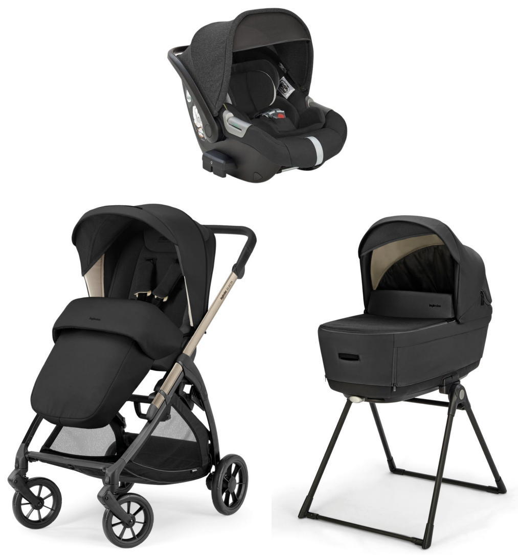 Коляска 3 в 1 Inglesina Electa System Quattro DRW 2025 с подставкой под люльку Upper Black