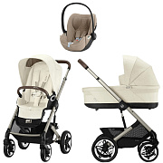 Коляска Cybex Talos S Lux TPE complete Cloud T Cozy Beige Plus 3 в 1 Seashell Beige с дождевиками
