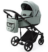 Детская коляска Adamex Zico Deluxe New 2 в 1 ZN-SA20 (СЕРО-ЗЕЛЕНАЯ КОЖА)