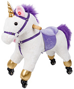 Лошадка каталка-качалка Amarobaby Funny Horse, на колесах белый/фиолетовый