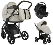 Детская коляска Roan Bass Next 2.0 3 в 1 с автокреслом Pituso Baesa Pro Black BSN/45/2 Marzipan/Black/руч.Cappuccino(2 места)