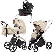 Коляска Carrello Vector CRL-6550 Ammonite AY329 Pro Absolute Black с базой Isofix 3 в 1 Seashell Beige