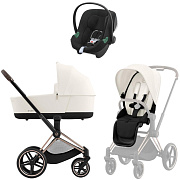 Коляска 3 в 1 Cybex Priam IV Rosegold complete и автокресло Aton B2 i-Size Volcano Black Off White
