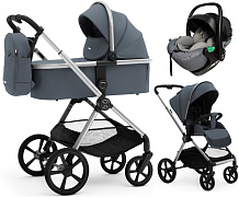 Коляска Agex Life 3 в 1 хромированная рама с автокреслом i-Safe S Grey ALG590 Chrome Grey (Серый)