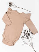 Боди AmaroBaby Fashion с длинным рукавом с рюшами ЧЗ бежевый 68