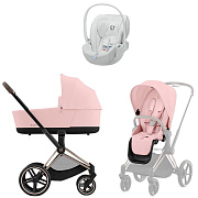 Коляска Cybex Priam IV Rosegold complete Cloud T Urban Mobility White 3 в 1 Peach Pink
