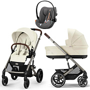 Коляска Cybex Balios S Lux TPE 2025 Cloud G i-Size Lava Grey Plus 3 в 1 Seashell Beige с дождевиками