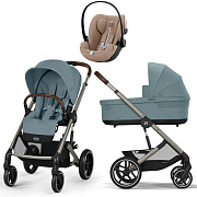 Коляска Cybex Balios S Lux TPE 2025 Cloud G i-Size Almond Beige Plus 3 в 1 Stormy Blue