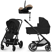 Коляска Cybex Balios S Lux BLK complete Cloud G Almond Beige Plus Base G 4 в 1 Moon Black с дождевиками