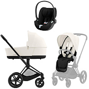 Коляска 3 в 1 Cybex Priam IV Matt Black complete и автокресло Cloud T i-Size Sepia Black Off White