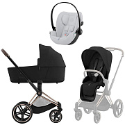 Коляска Cybex Priam IV Rosegold complete и автокресло Cloud G i-Size Fog Grey 3 в 1 Sepia Black