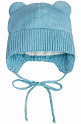 Шапочка вязаная AmaroBaby Pure Love Bear с подкладом ЧЗ голубой 40