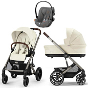 Коляска Cybex Balios S Lux TPE 2025 Cloud G i-Size Lava Grey 3 в 1 Seashell Beige с дождевиками