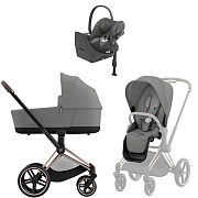 Коляска Cybex Priam IV Rosegold complete Cloud T Mirage Grey Base T 3 в 1 Mirage Grey