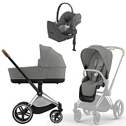Коляска Cybex Priam IV Chrome Brown complete Cloud T Mirage Grey Plus Base T 4 в 1 Mirage Grey
