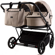 Детская коляска для двойни Adamex Leo Duo Deluxe 2 в 1 DUO-SA7 (СВ.БЕЖЕВАЯ КОЖА)