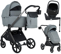 Детская коляска Pituso Teffy 4 в 1 с автокреслом Baesa Black с базой Blue Tea/Graphite