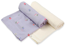Пелёнки муслиновые Buba Kids, 2 шт, 75х115 см BKMUSSW37 Таежные ягоды/сливочный