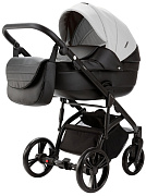 Детская коляска Adamex Lanti Deluxe 3 в 1 LN-SD01 (БЕЛ.КОЖА + ЧЕРН. КОЖА)
