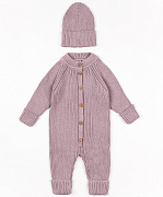 Комбинезон вязаный AmaroBaby Pure Love Tot демисезонный с шапочкой пудровый 62