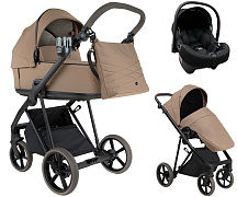Детская коляска Roan Sol 2.0 3 в 1 с автокреслом Tutis Elo Lux EduSky Black SLL/32/T Mocha Mousse/Black/руч.Cappuccino