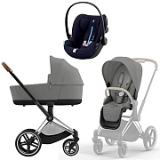 Коляска Cybex Priam IV Chrome Brown complete и автокресло Cloud G i-Size Ocean Blue Plus 3 в 1 Mirage Grey
