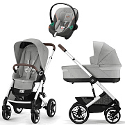 Коляска Cybex Talos S Lux SLV complete Aton S2 Lava Grey 3 в 1 Stone Grey с дождевиками