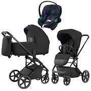 Коляска Carrello Alfa CRL-6522 2025 Cybex Aton S2 i-Size Ocean Blue 3 в 1 Rock Black