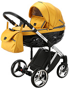 Детская коляска Adamex Chantal Special Edition Deluxe 2 в 1 C120 (ЖЕЛТО-ЗОЛОТ.КОЖА ХРОМ.РАМА)