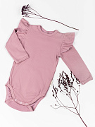 Боди AmaroBaby Fashion с длинным рукавом с рюшами розовый 56