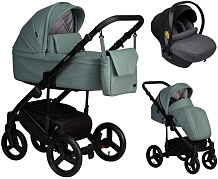 Детская коляска Indigo Lamar 3 в 1 с автокреслом Avionaut Cosmo Grey La05 шалфей кожа