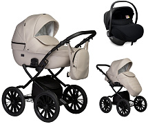 Детская коляска Indigo Mio Eco Plus 14 3 в 1 с автокреслом Avionaut Cosmo Black 02 св.бежевая кожа