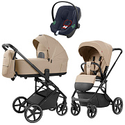 Коляска Carrello Alfa CRL-6522 2025 Cybex Aton B2 i-Size Bay Blue 3 в 1 Natural Beige