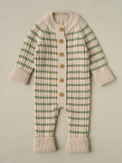 Комбинезон вязаный Little Star Косичка Полоска 83003 (ЧЗ-нк) серо-бежевый 7159/серо-зеленые полоски 56