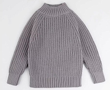 Свитер вязаный детский Amarobaby Warm с высокой горловиной серый 74