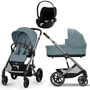 Коляска Cybex Balios S Lux TPE complete Cloud T Sepia Black Plus 3 в 1 Stormy Blue с дождевиками