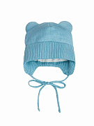 Шапочка вязаная AmaroBaby Pure Love Bear с подкладом голубой 40