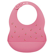 Фартук - нагрудник Nattou силиконовый berry pink Клубника Вишня 876407