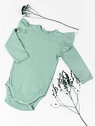 Боди AmaroBaby Fashion с длинным рукавом с рюшами зеленый 62