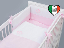 Комплект постельного белья в кроватку Lepre Velour Bear 6 предметов розовый пастель