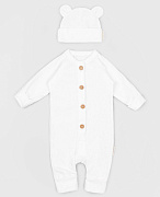 Комбинезон AmaroBaby Fashion с шапочкой молочный 74