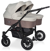 Детская коляска для двойни Riko Basic Saxo 2 в 1 03 бежевый-коричневый