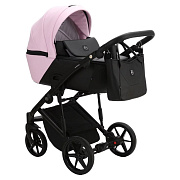 Детская коляска Adamex Mobi Deluxe 3 в 1 M-SD27 (РОЗОВЫЙ ЗЕФИР+ЧЕРНАЯ КОЖА)