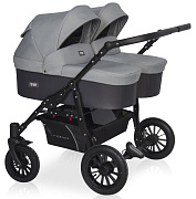 Детская коляска для двойни Riko Basic Saxo 2 в 1 02 серый-чёрный