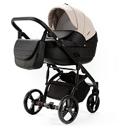 Детская коляска Adamex Lanti Deluxe 2 в 1 LN-SD110 (СВ.БЕЖ.КОЖА + ЧЕРН. КОЖА)