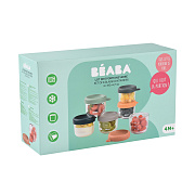 Набор из 6 стеклянных контейнеров Beaba Sunrise Colormix с крышкой по 150 мл